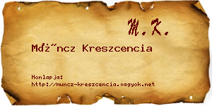 Müncz Kreszcencia névjegykártya